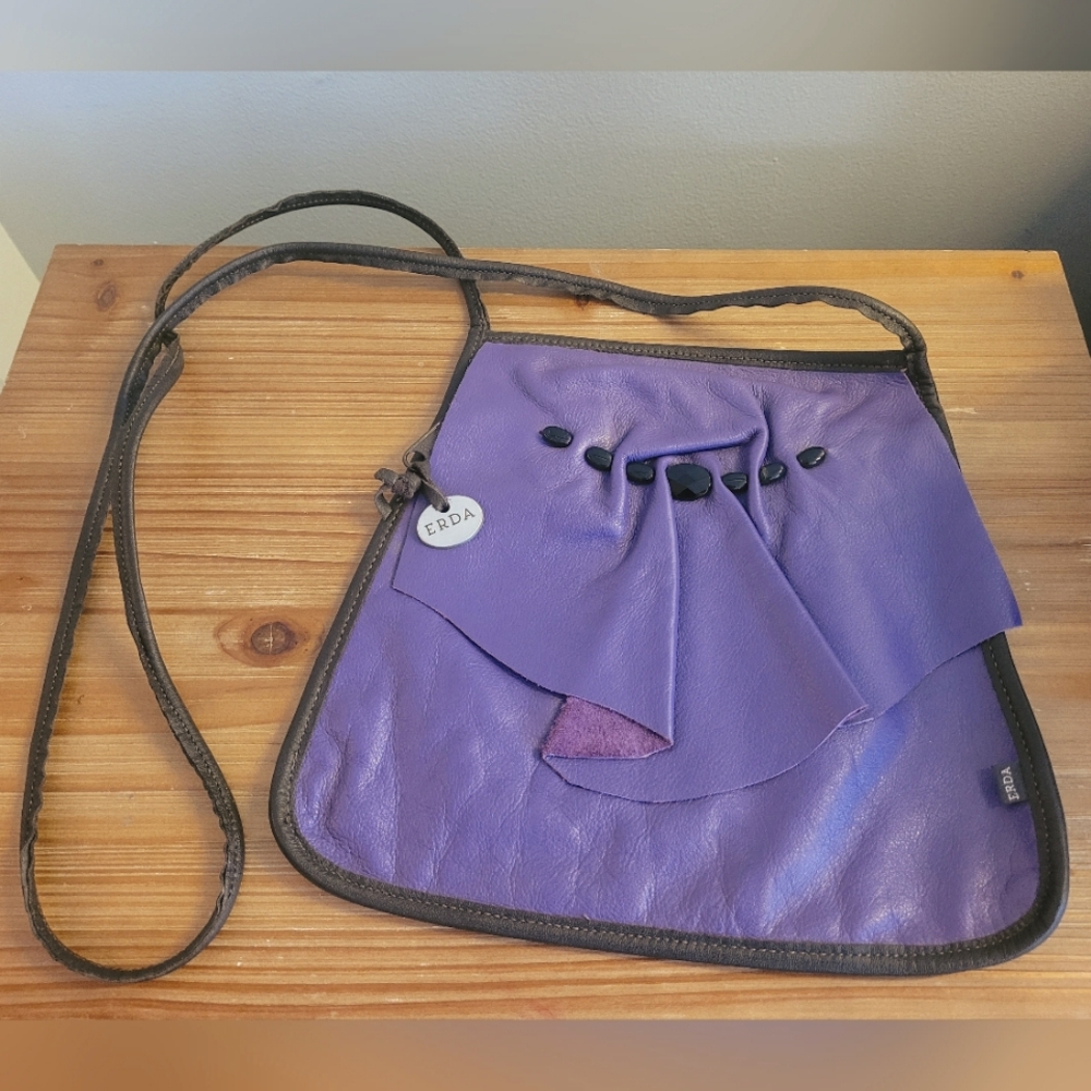 ERDA Leather Crossbody Bag (purple) NWOT